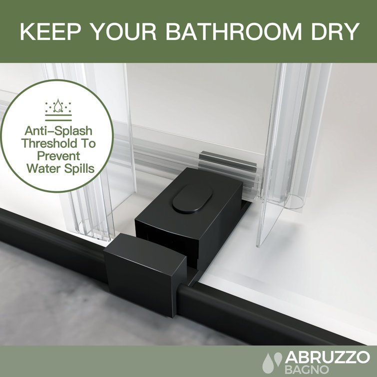 Matte Black 60" Frameless Sliding Shower Door with Tempered Glass