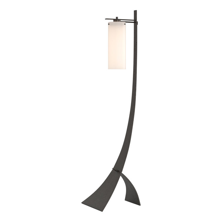 Stasis 58.5" Bronze Floor Lamp with Flax Shade and LED Light