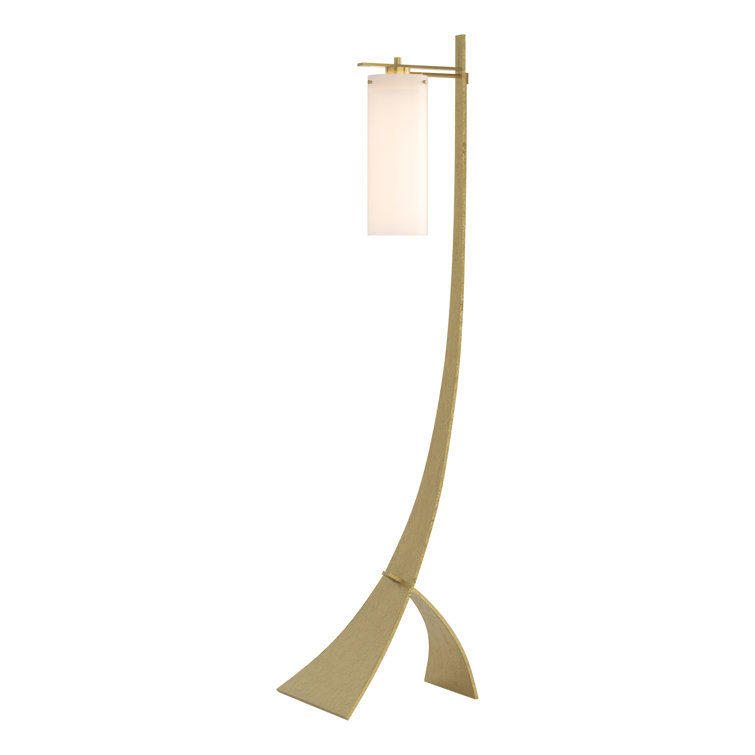 Stasis 58.5" Bronze Floor Lamp with Flax Shade and LED Light