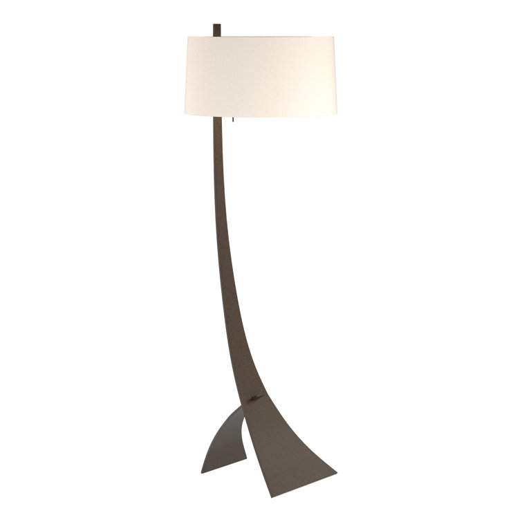 Stasis 58.5" Bronze Floor Lamp with Flax Shade and LED Light