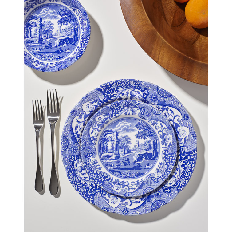 Blue and White Porcelain 12-Piece Dinnerware Set