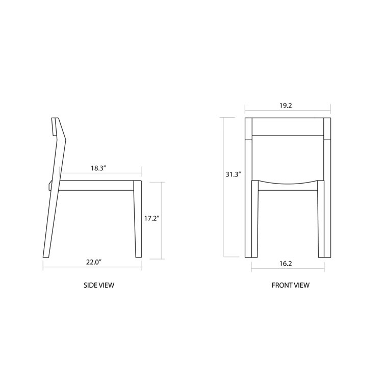 Teak Brown Solid Wood Armless Stacking Dining Chair