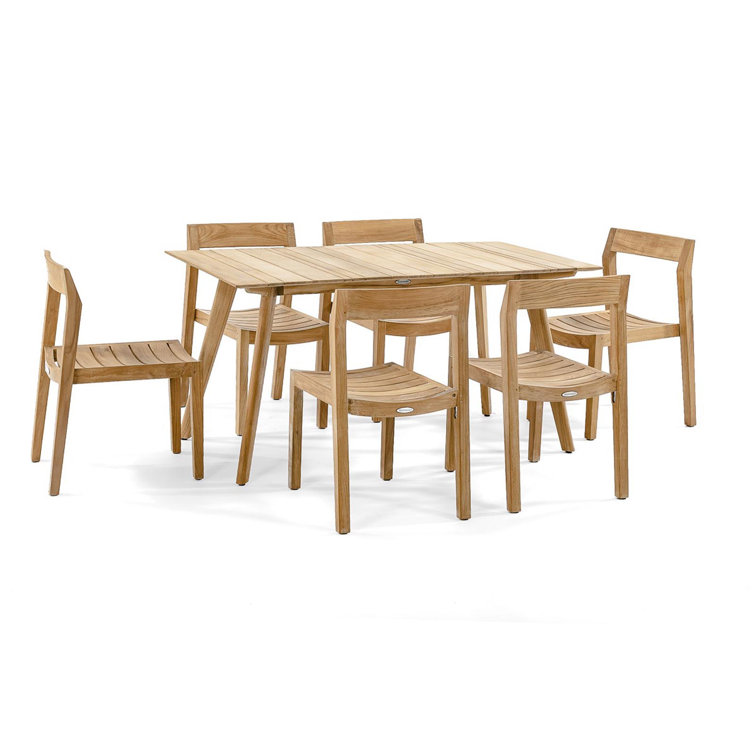 Teak Brown Solid Wood Armless Stacking Dining Chair
