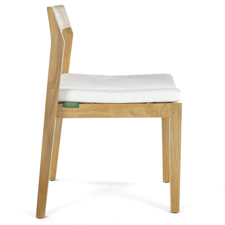 Teak Brown Solid Wood Armless Stacking Dining Chair