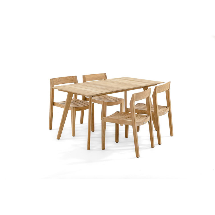 Teak Brown Solid Wood Armless Stacking Dining Chair