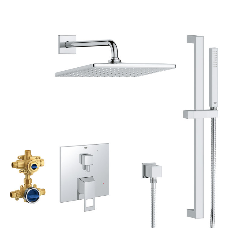 Eurocube Chrome Adjustable Height Rain Shower System