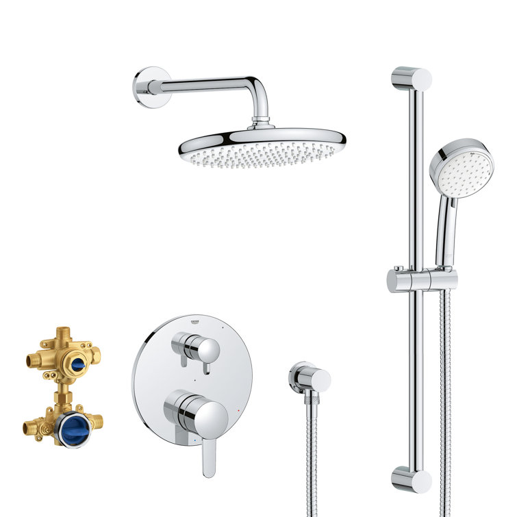 Large Chrome Dual Rain Shower Set with Handheld