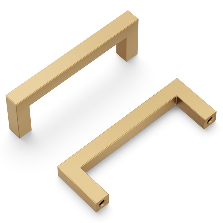 Brushed Brass Modern Bar Cabinet Drawer Pulls, 3-3/4"