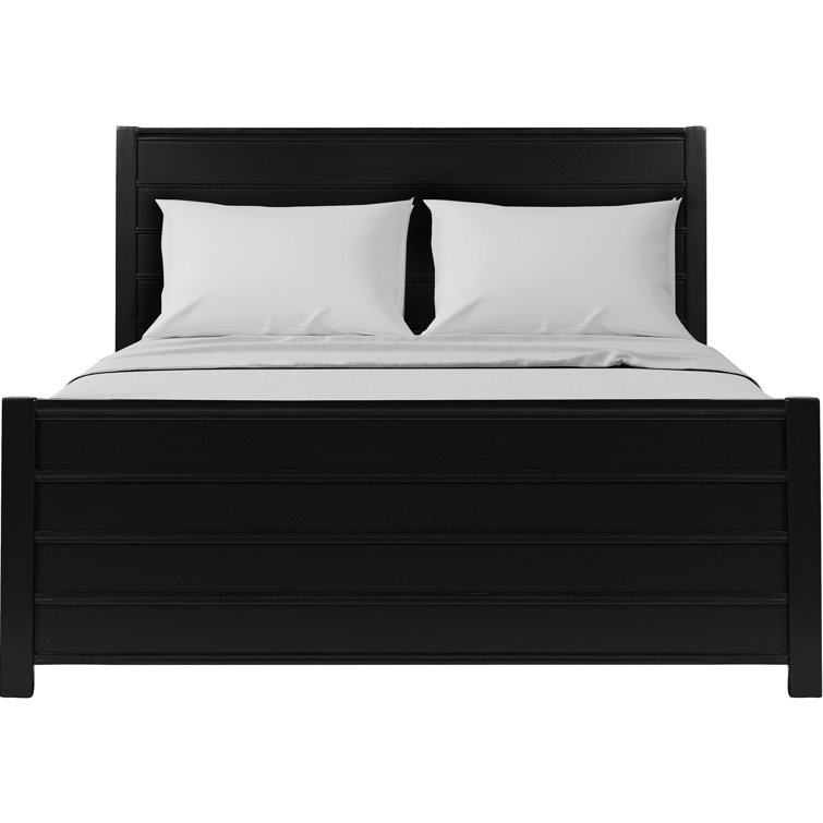 Black Pine Queen Platform Bed with Paneled Headboard