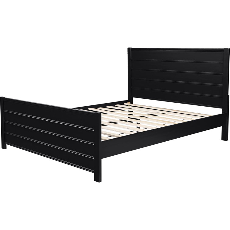 Black Pine Queen Platform Bed with Paneled Headboard