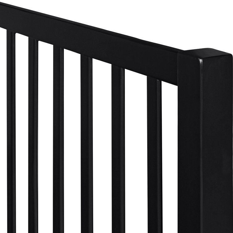 Hampton Black Pine Wood King Platform Bed with Slatted Headboard