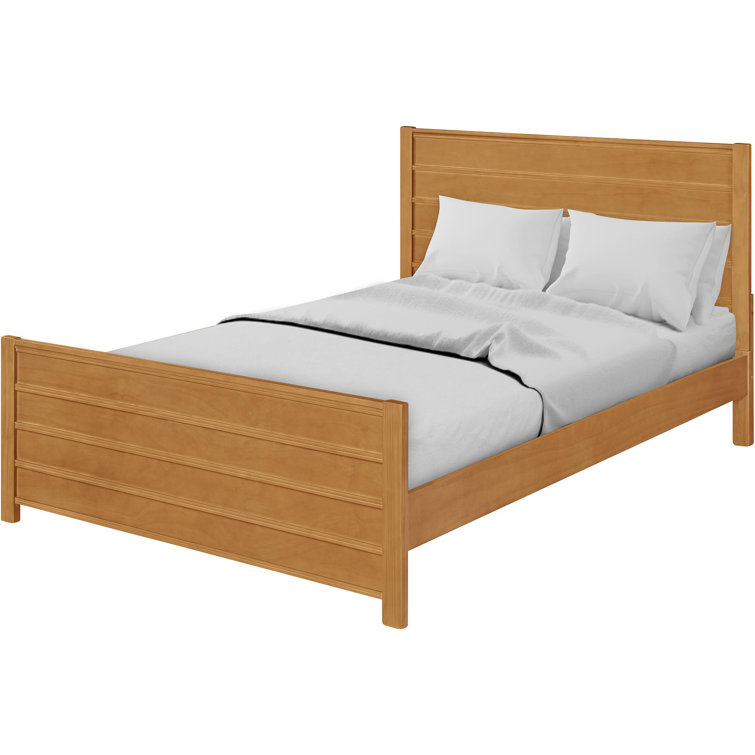 Caroline Pine Queen Platform Bed with Drawer and Slatted Headboard, Oak