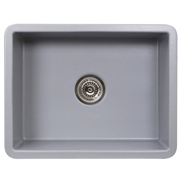 Matte Gray Fireclay Single Bowl Dual Mount Kitchen Sink