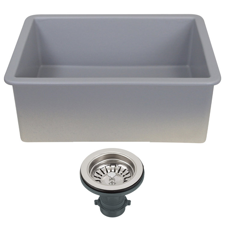 Matte Gray Fireclay Single Bowl Dual Mount Kitchen Sink