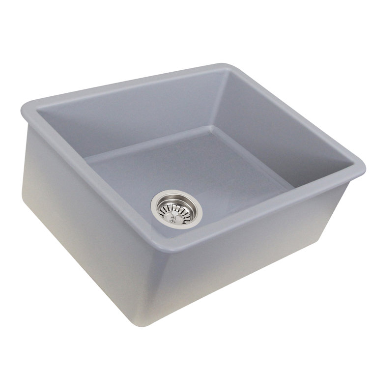 Matte Gray Fireclay Single Bowl Dual Mount Kitchen Sink