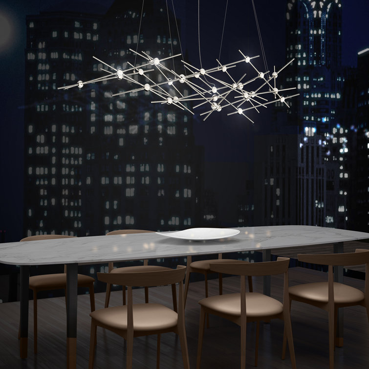 Ursa Major Satin Nickel 25-Light LED Geometric Chandelier