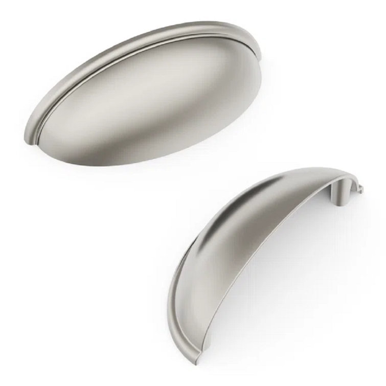 Satin Nickel Brushed Cup Drawer Pulls with Mounting Hardware