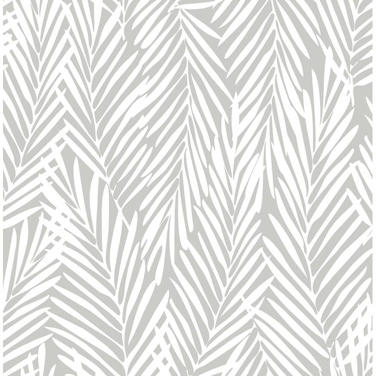 Harbor Grey Palm Pattern Peel and Stick Vinyl Wallpaper