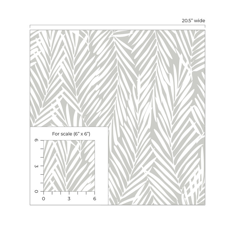 Harbor Grey Palm Pattern Peel and Stick Vinyl Wallpaper