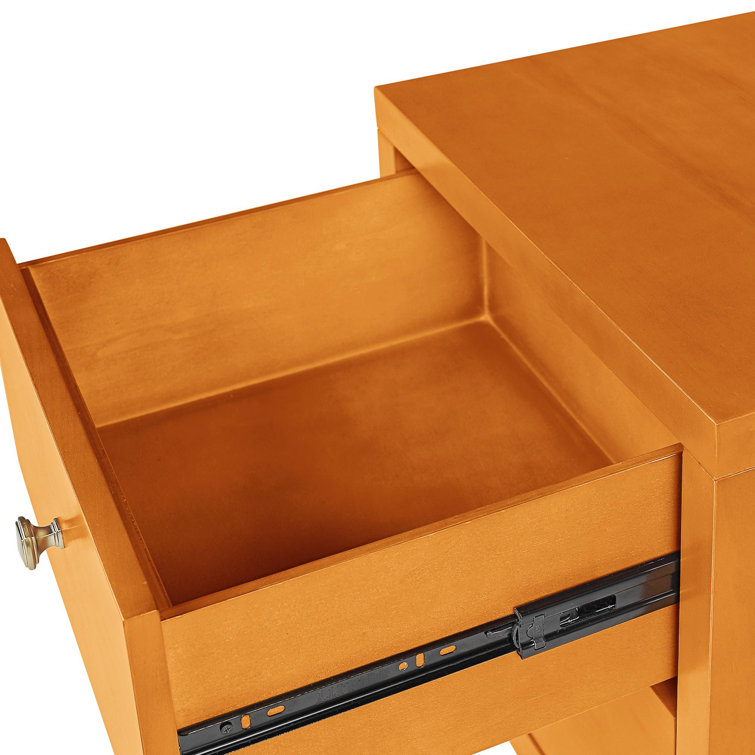 Cherry Wood 2-Drawer Nightstand with Silver Knobs