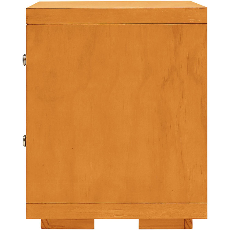 Cherry Wood 2-Drawer Nightstand with Silver Knobs
