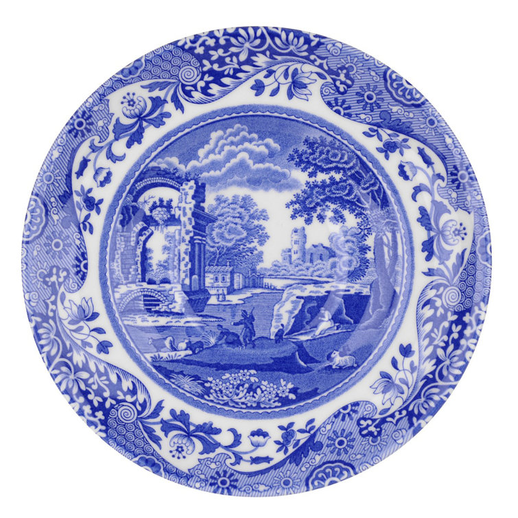 Blue and White Italian Earthenware Teacup and Saucer Set