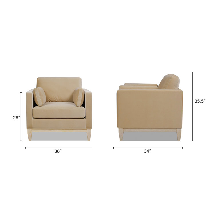 Fawn Brown Velvet Accent Chair with Solid Wood Frame