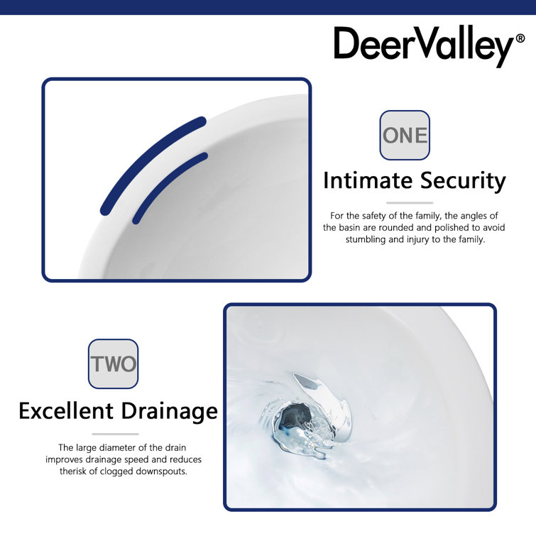 White Ceramic U-Shaped Pedestal Bathroom Sink with Overflow