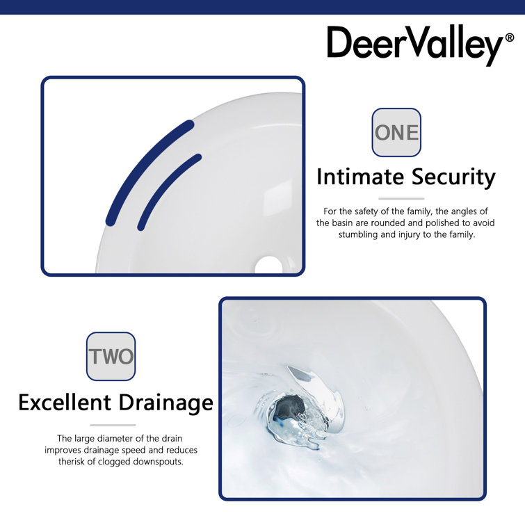 White Ceramic U-Shaped Pedestal Bathroom Sink with Overflow
