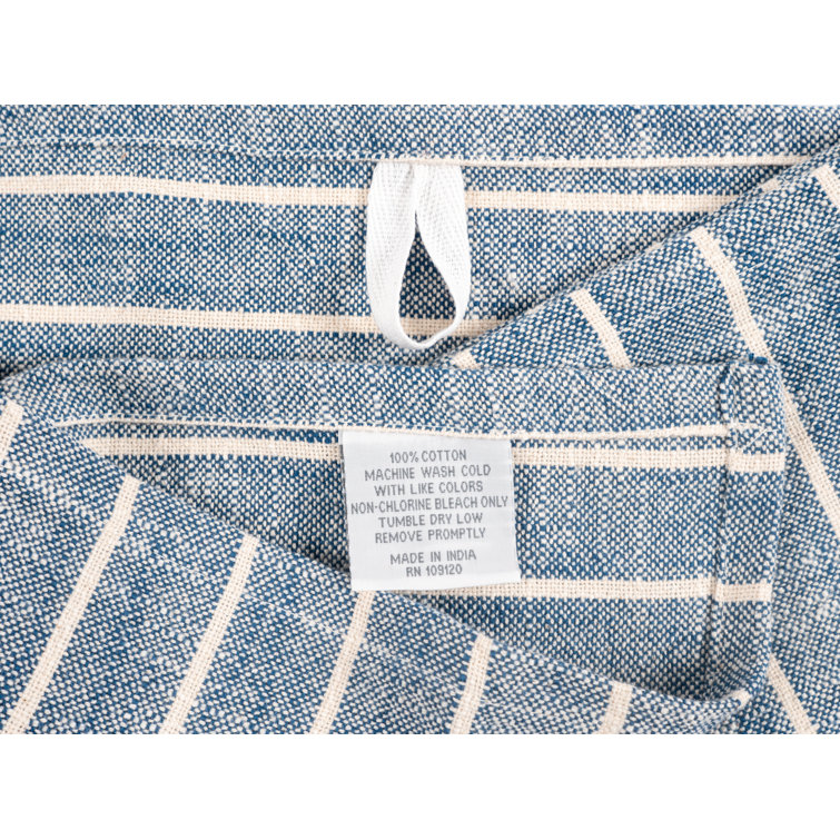 Navy and Beige Striped Cotton Kitchen Towel Set