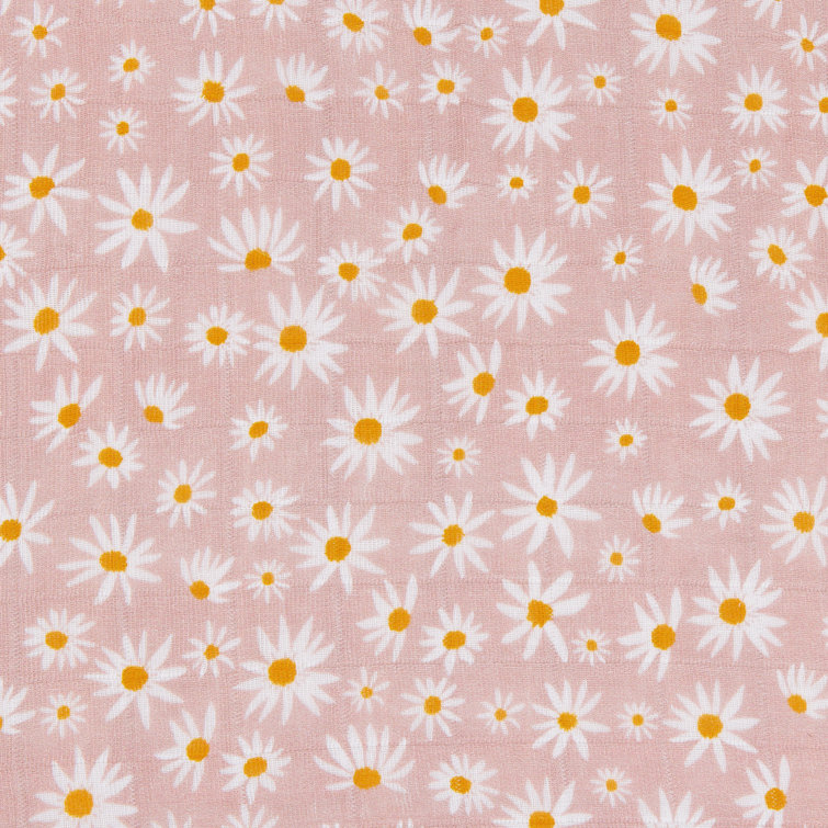 Daisy Pink Organic Cotton Quilted Changing Pad Cover