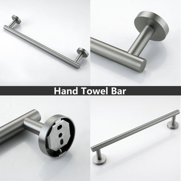 Brushed Nickel 5-Piece Bathroom Hardware Set with Towel Bar and Hooks