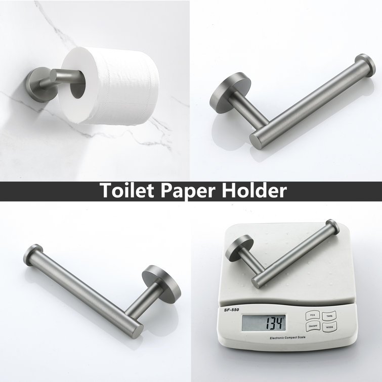 Brushed Nickel 5-Piece Bathroom Hardware Set with Towel Bar and Hooks