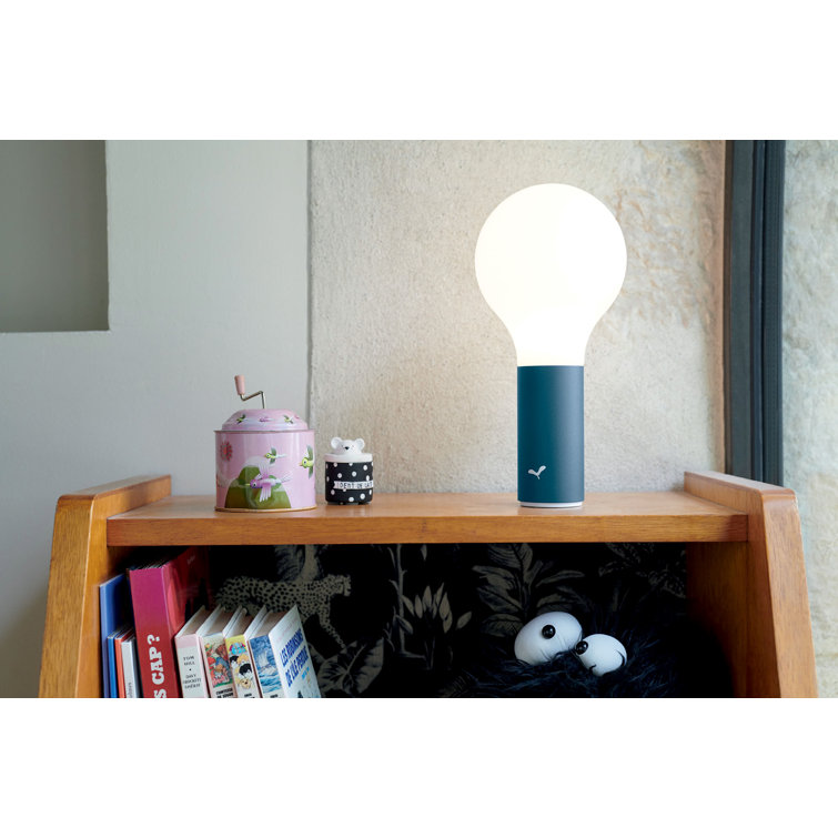 Acapulco Blue Adjustable Cordless LED Lamp with Glass Shade