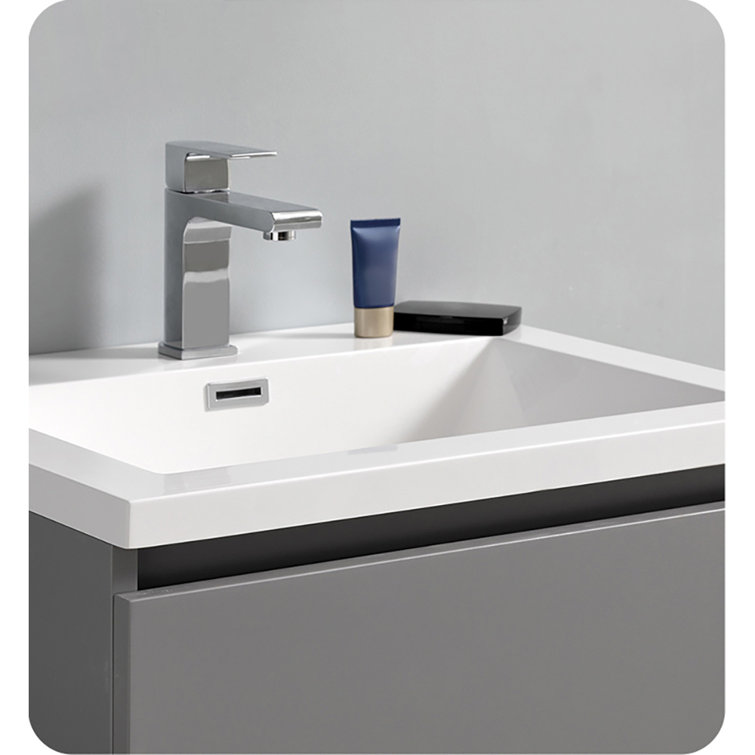 Gray 24" Solid Wood Freestanding Bathroom Vanity Cabinet