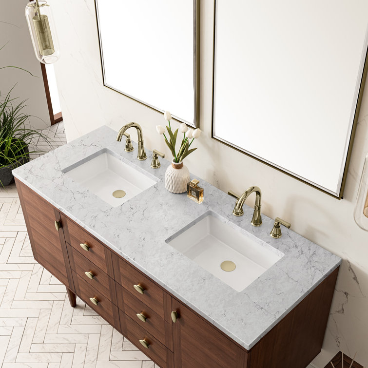 Amberly 60" Walnut Double Vanity with Quartz Top