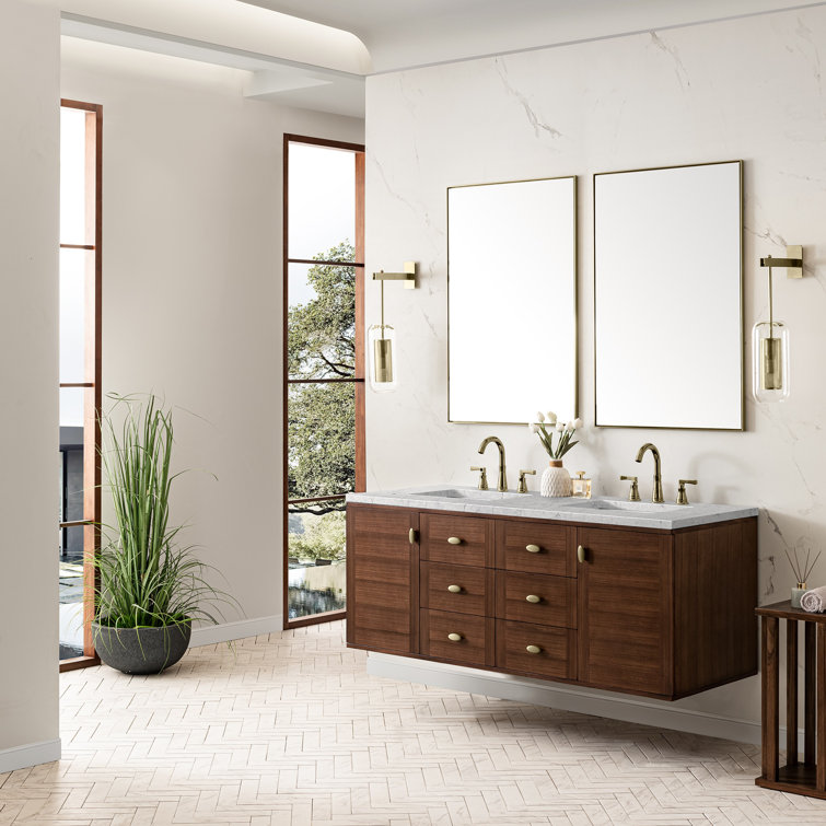 Amberly 60" Walnut Double Vanity with Quartz Top