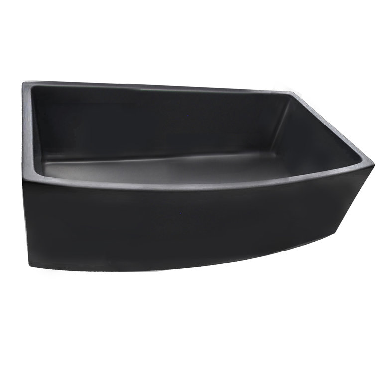 Matte Black Fireclay Farmhouse Kitchen Sink with Curved Apron