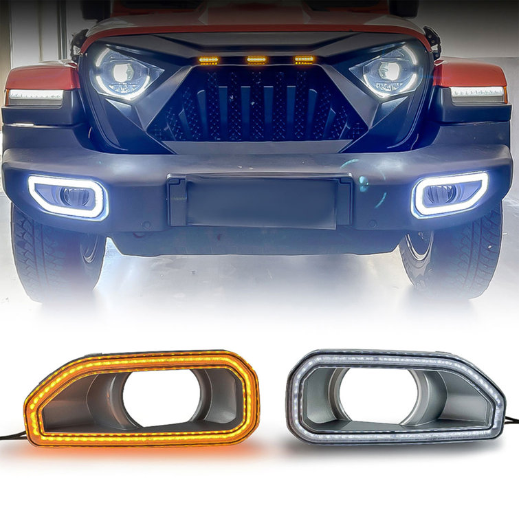 Amber and White LED Plastic Fog Light Covers for SUV