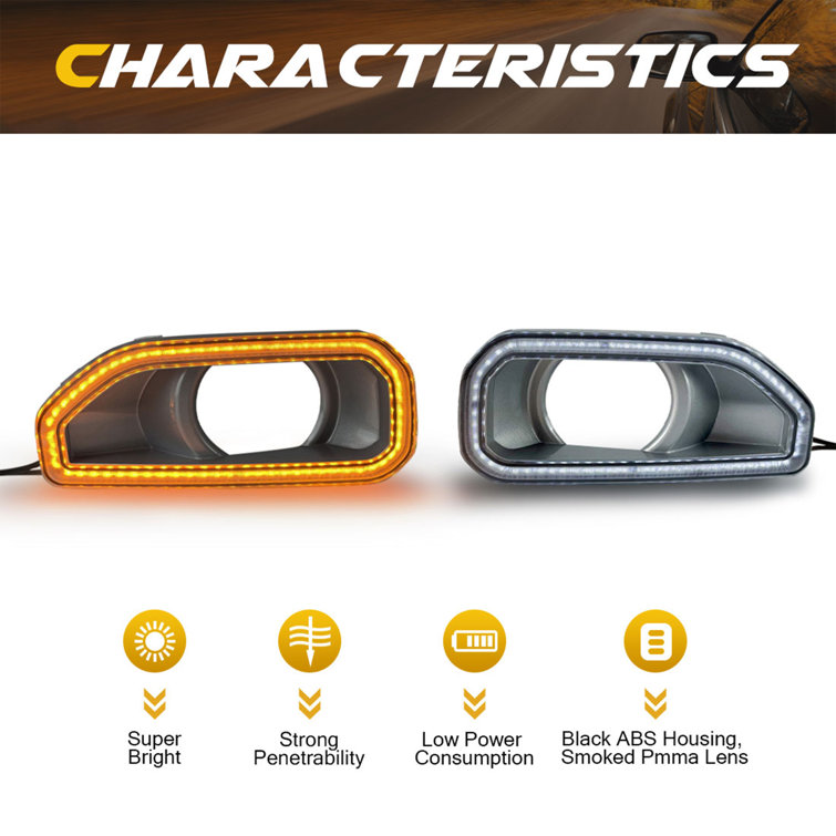 Amber and White LED Plastic Fog Light Covers for SUV