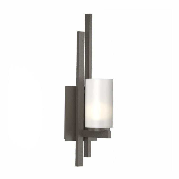 Ondrian Dark Smoke Steel Wall Sconce with Frosted Glass Shade