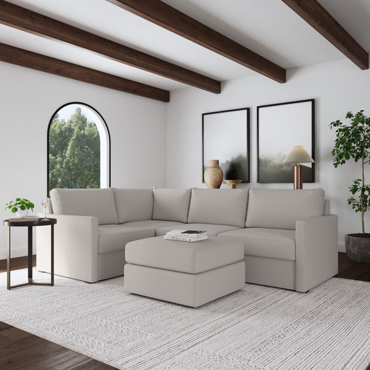 Frost Light Gray Fabric Modular Sectional Sofa with Ottoman