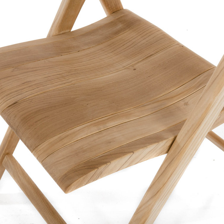 Brown Teak Foldable Patio Dining Chair