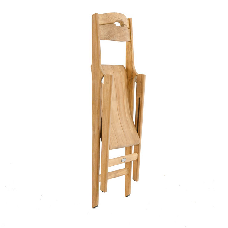 Brown Teak Foldable Patio Dining Chair