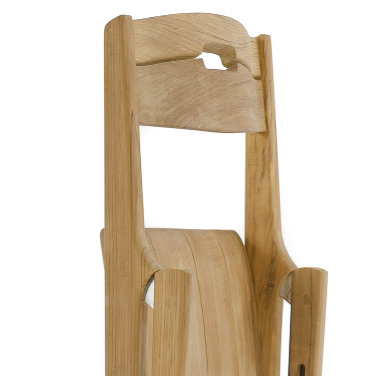 Brown Teak Foldable Patio Dining Chair