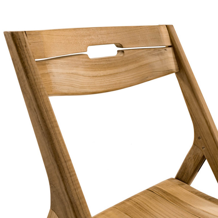 Brown Teak Foldable Patio Dining Chair