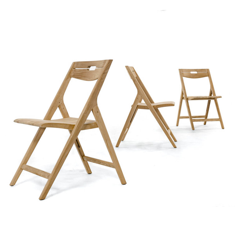 Brown Teak Foldable Patio Dining Chair