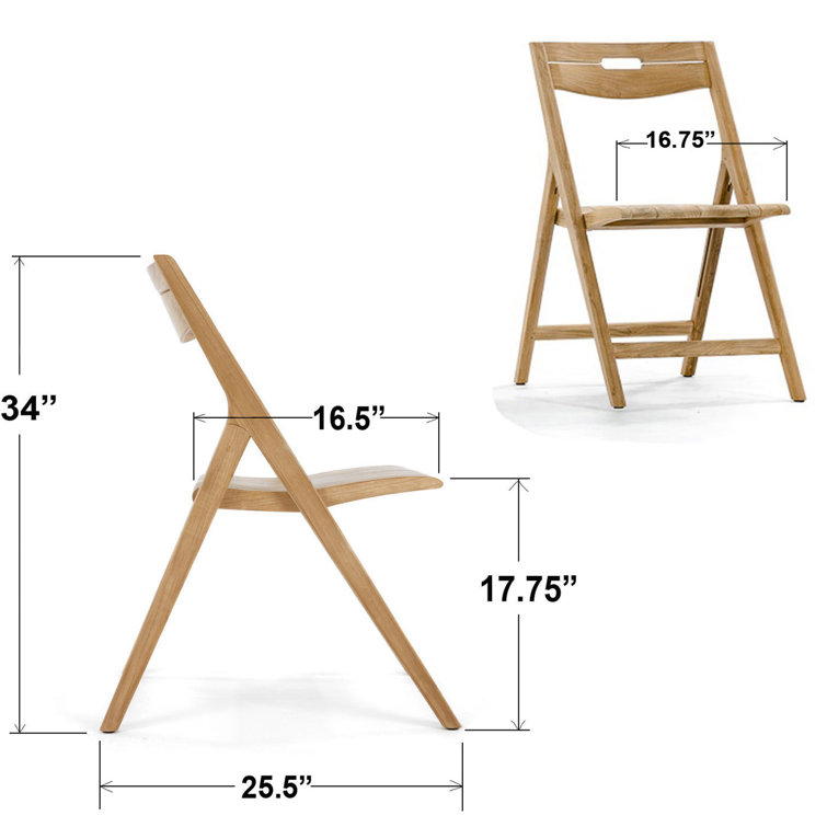 Brown Teak Foldable Patio Dining Chair