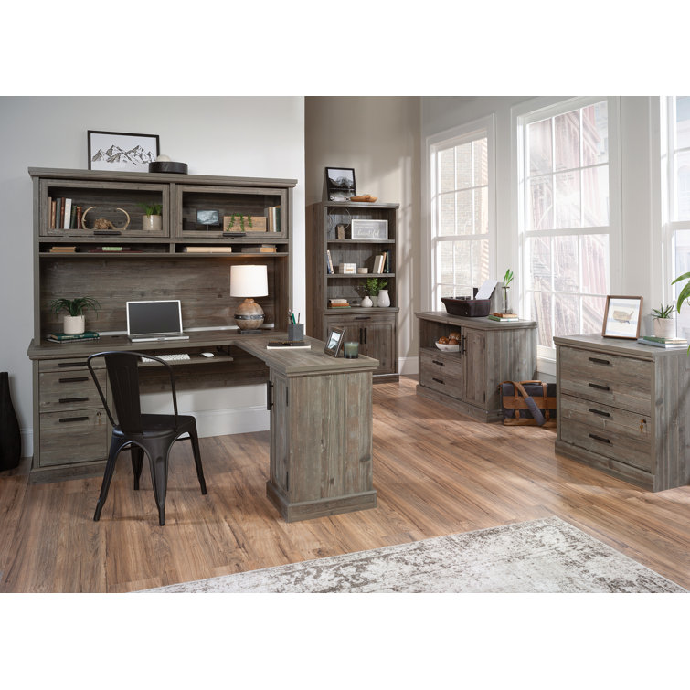 Pebble Pine Rustic Lateral File Credenza with Adjustable Shelf