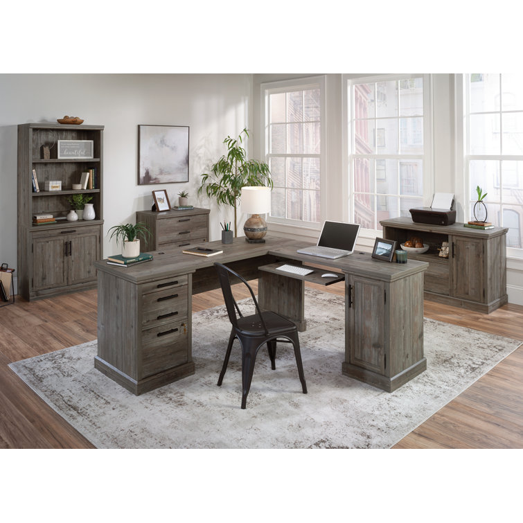 Pebble Pine Rustic Lateral File Credenza with Adjustable Shelf